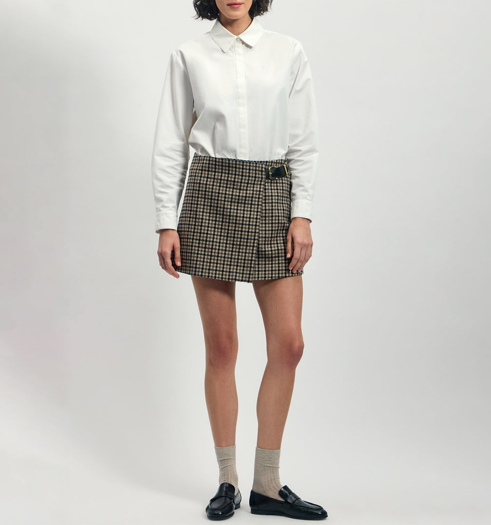 Mini Wrap Skirt in Wool