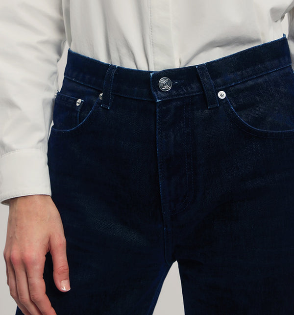 Jeans in Flocked Velvet Denim