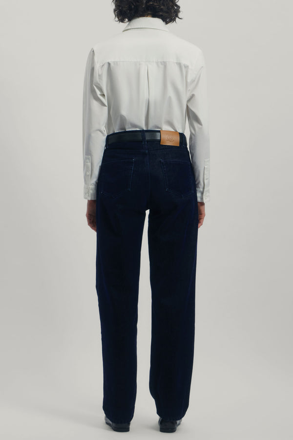 Jeans in Flocked Velvet Denim