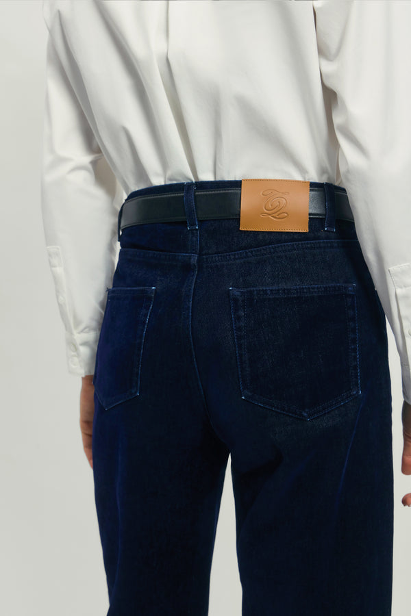 Jeans in Flocked Velvet Denim