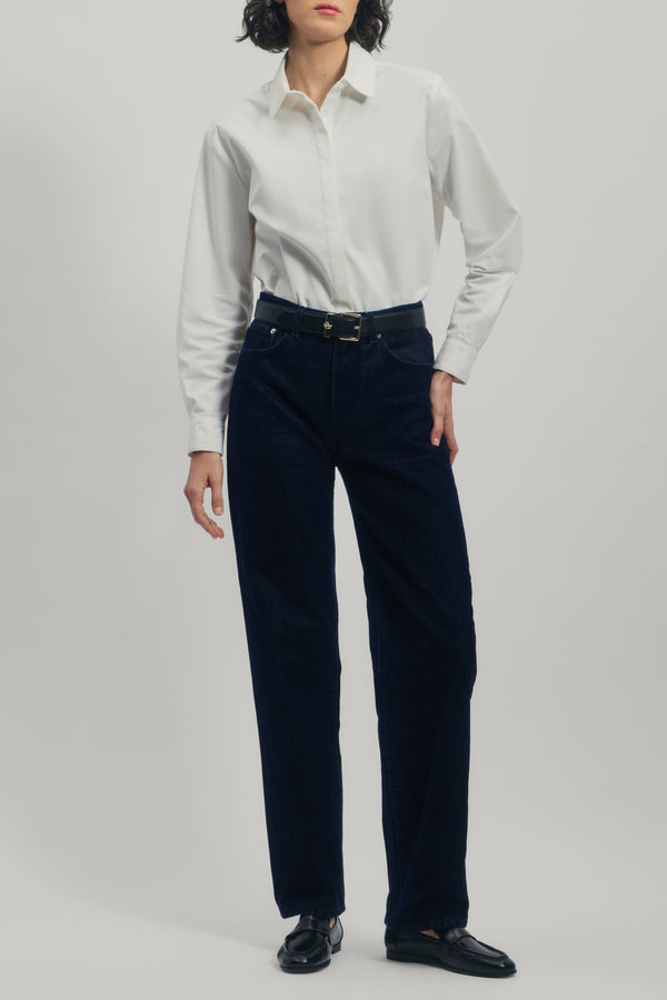 Jeans in Flocked Velvet Denim