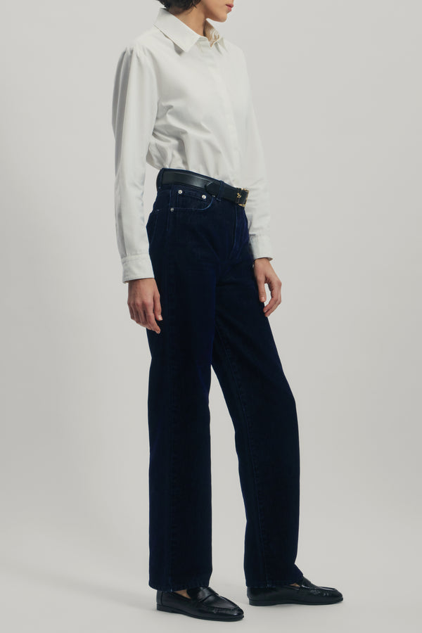 Jeans in Flocked Velvet Denim