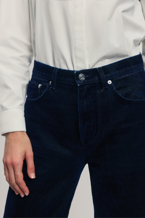 Jeans in Flocked Velvet Denim