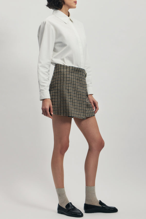 Mini Wrap Skirt in Wool