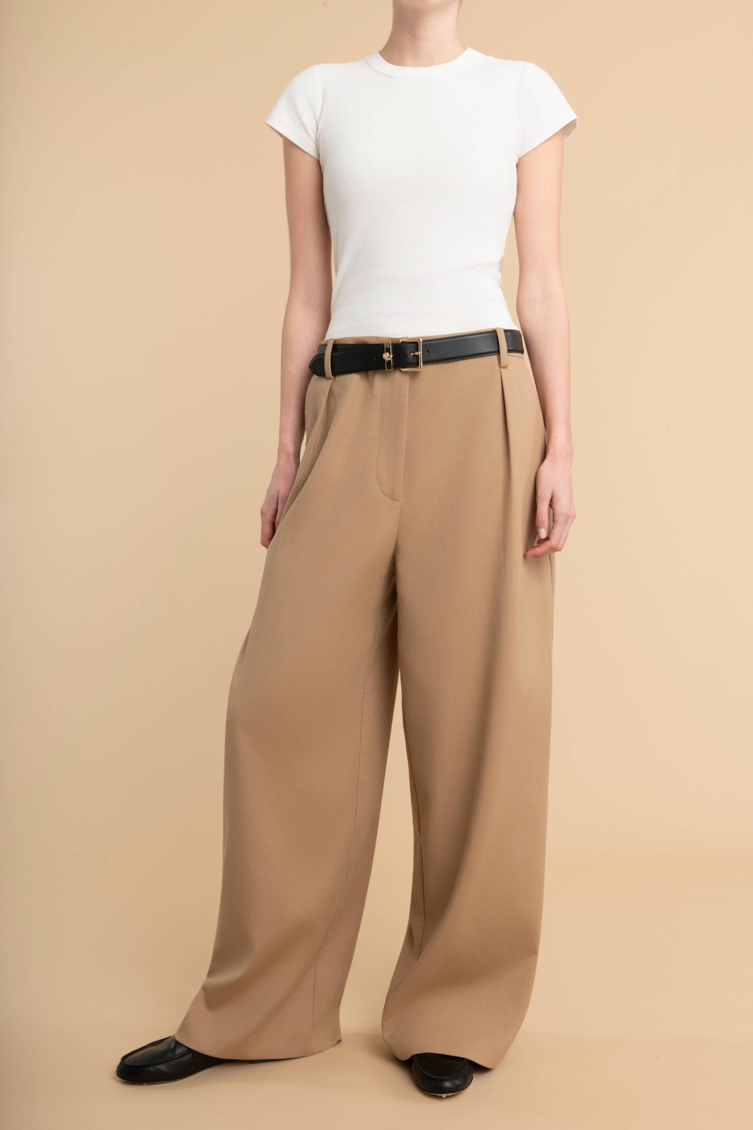Pleated Trousers in Cotton Blend