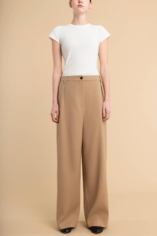 Pleated Trousers in Cotton Blend