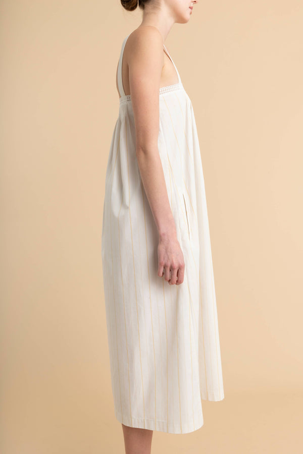 Lace Midi Dress in Poplin