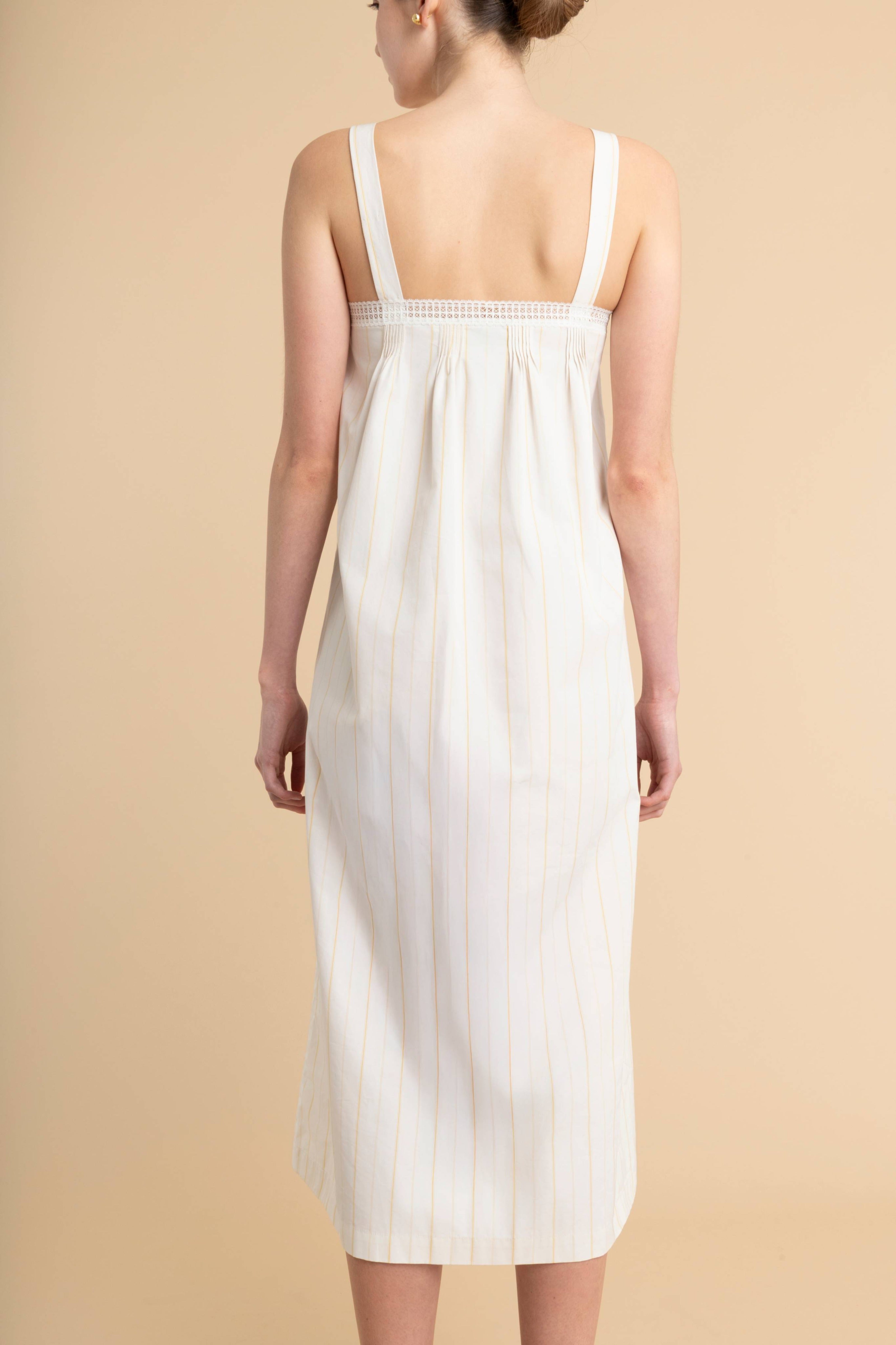 Lace Midi Dress in Poplin