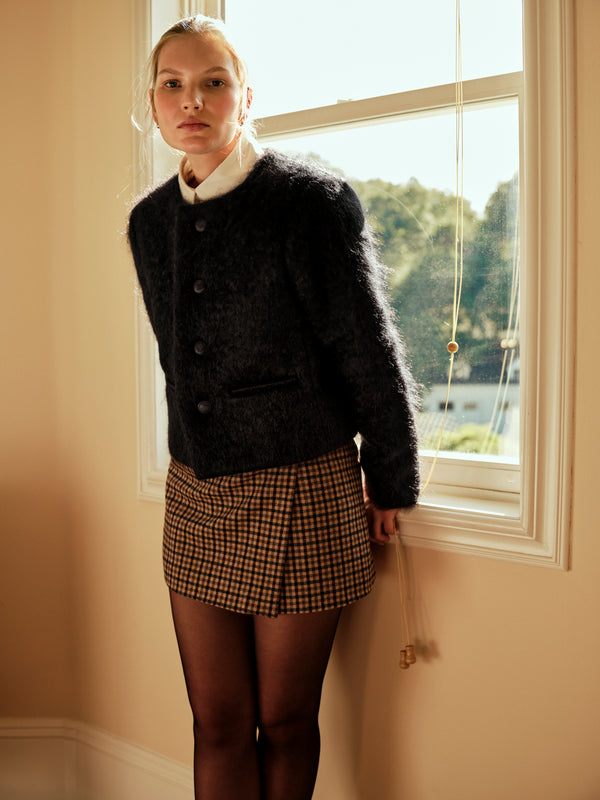 Mini Wrap Skirt in Wool